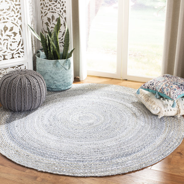 August Grove® Round Knutson Geometric Handmade Flatweave Cotton Area